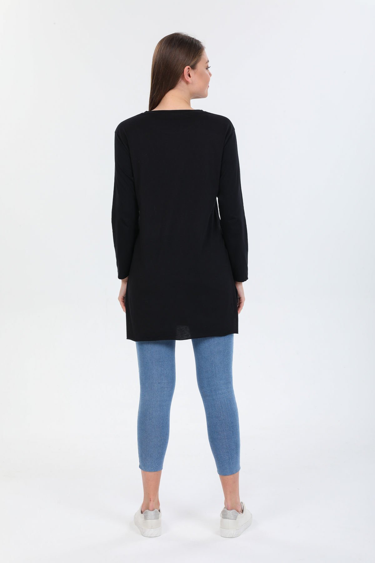 Pinkapple Kadın Baskılı Yırtmaçlı Oversize Tshirt Tunik