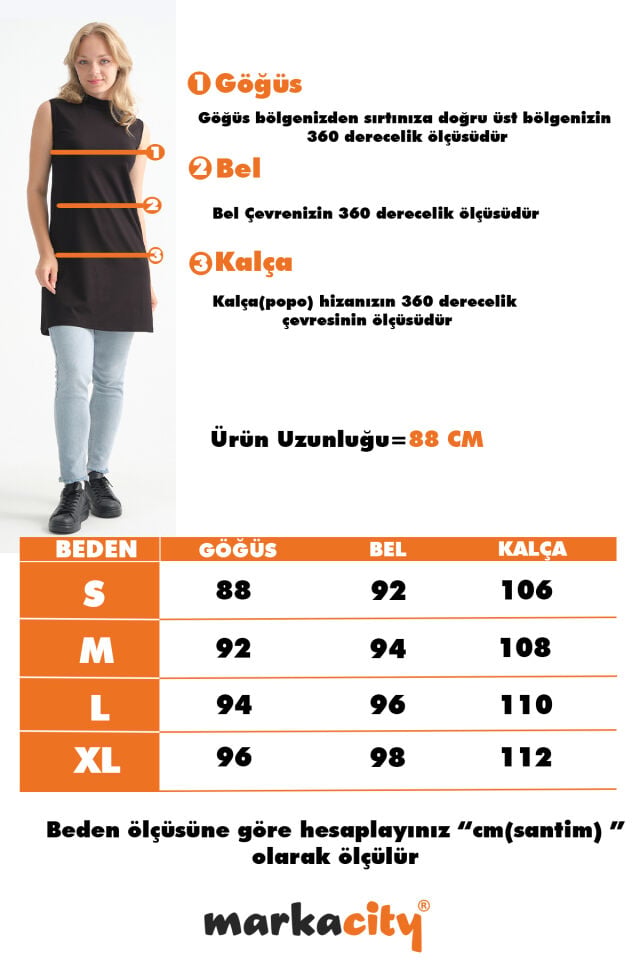 Örme Penye Dik Yaka Kolsuz İçlik Kurtarıcı Sıfır Kol Tesettür Tunik