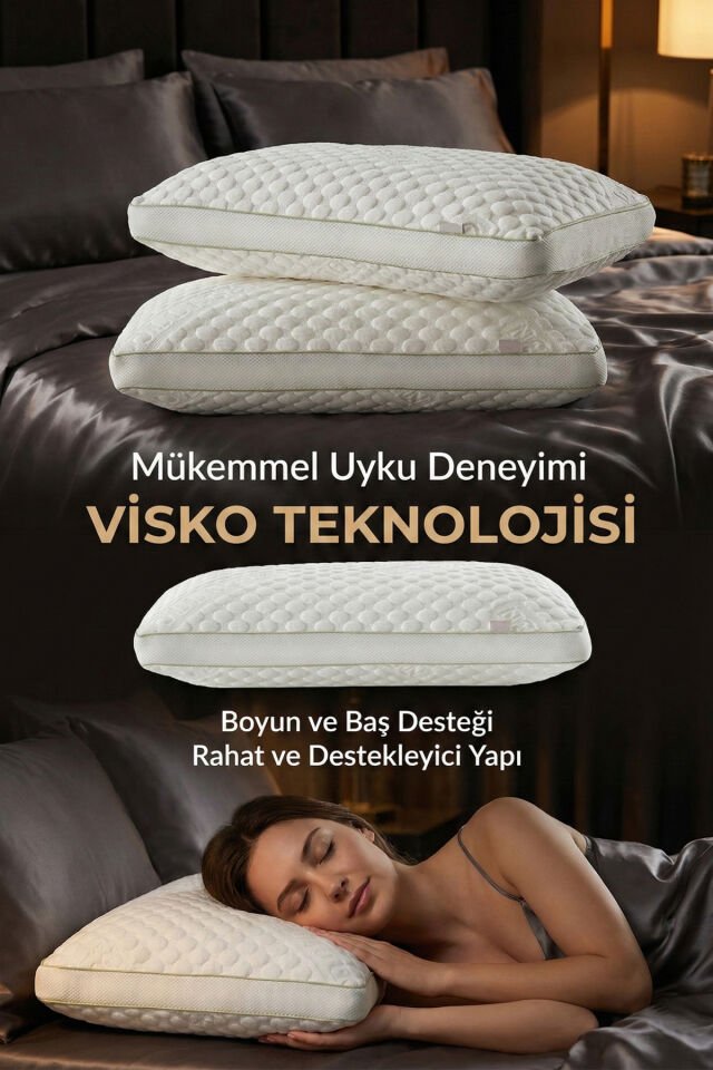 Ortopedik Visco Yastık Colojen Cilt Dostu ''Beauty Sleep'' (40x60)-Yüz İzi Yapmayan Yumuşak Doku