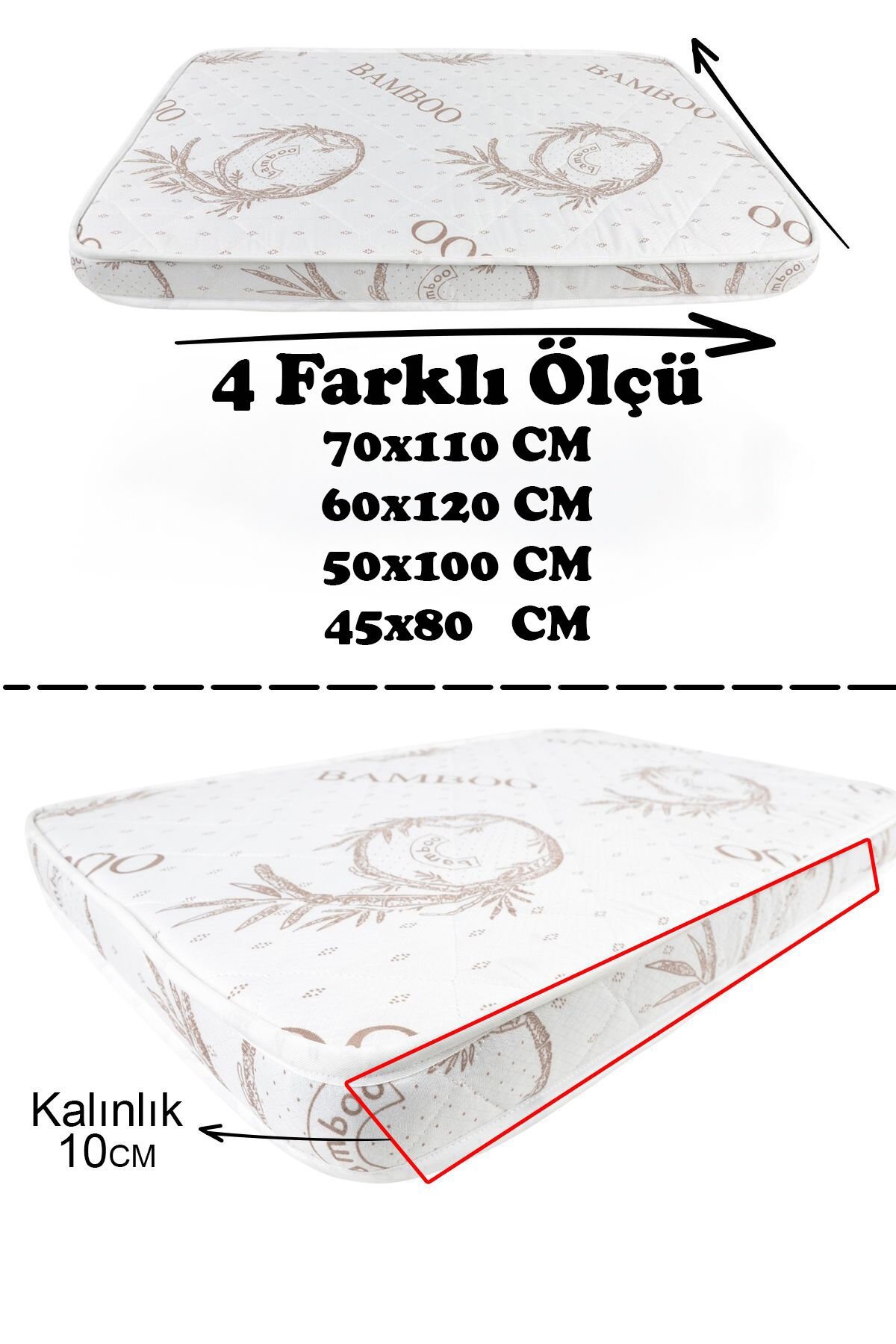 Bambu Ortopedik Bebek Oyun Parkı & Beşik Yatağı Beyaz - 50x100