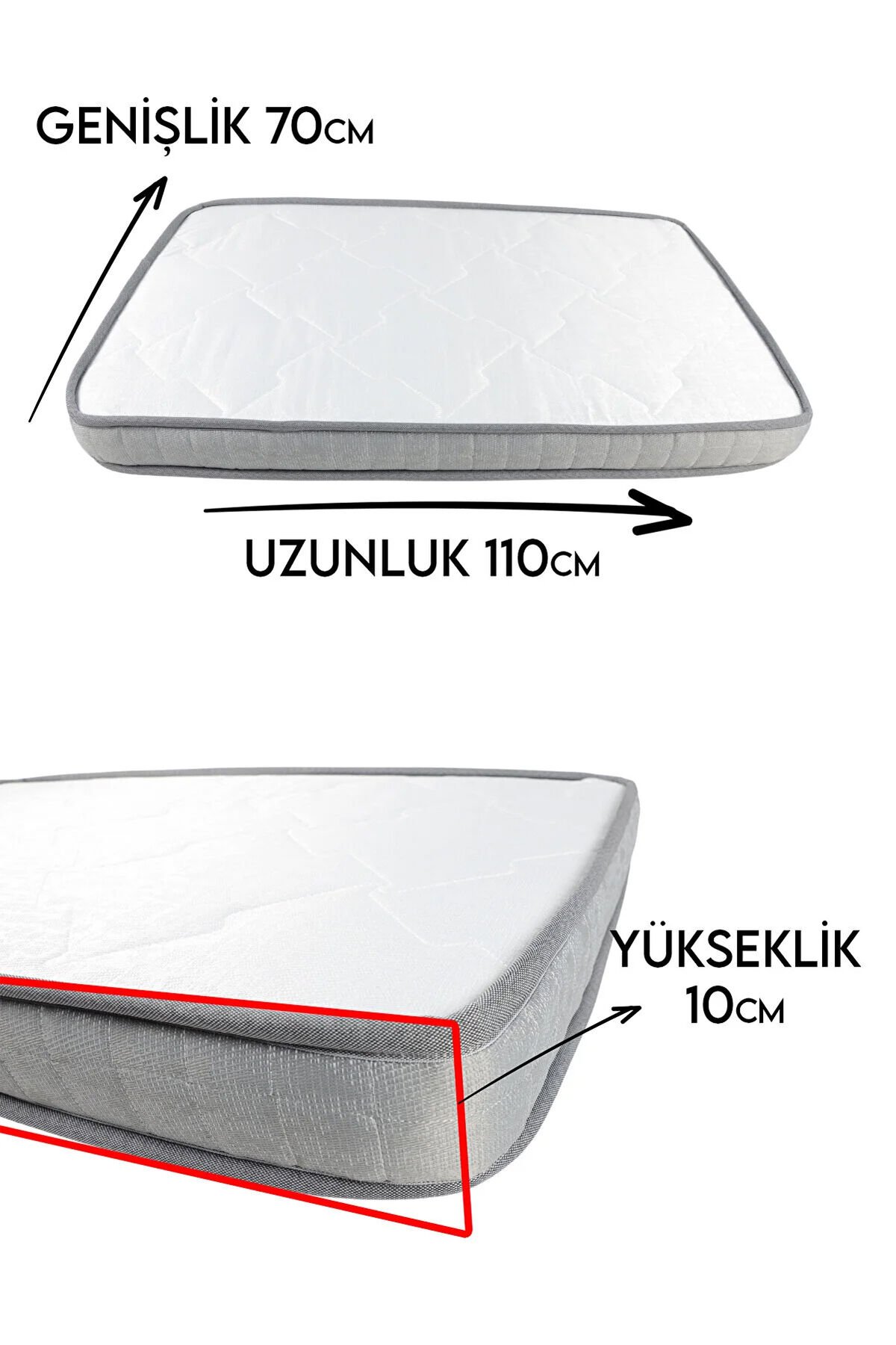 Bambu Ortopedik Bebek Oyun Parkı & Beşik Yatağı Gri - 70x110