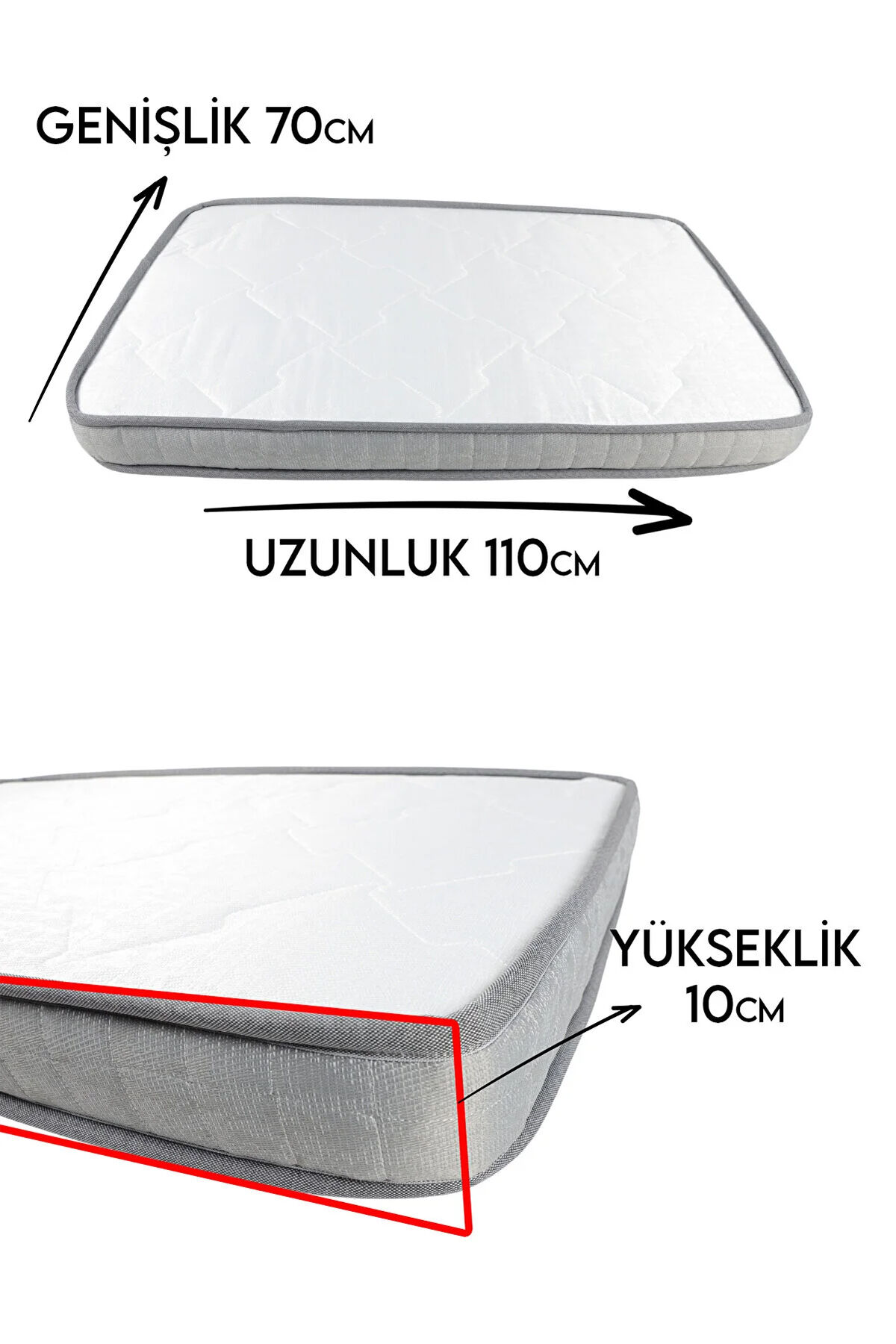 Bambu Ortopedik Bebek Oyun Parkı & Beşik Yatağı Gri - 70x110
