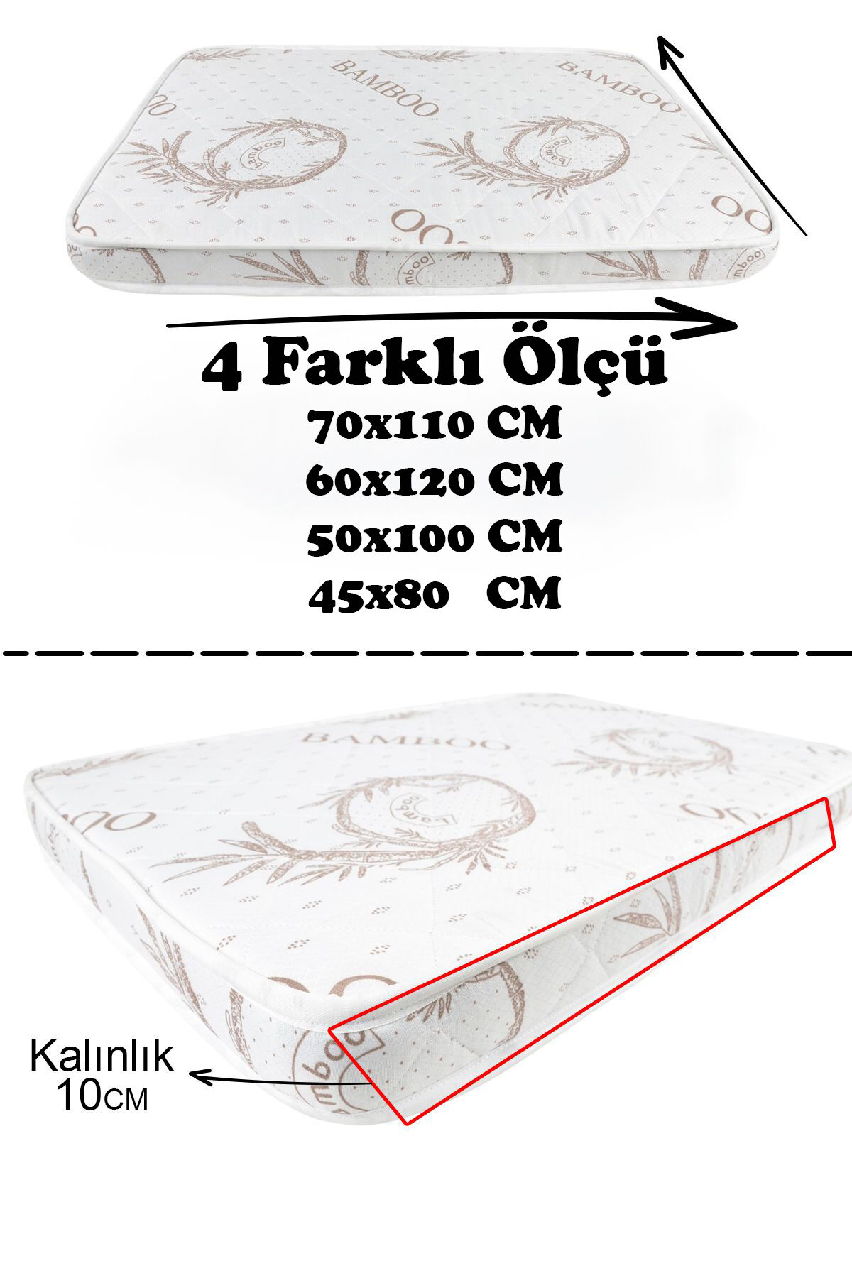 Bambu Ortopedik Bebek Oyun Parkı & Beşik Yatağı Beyaz - 70x120