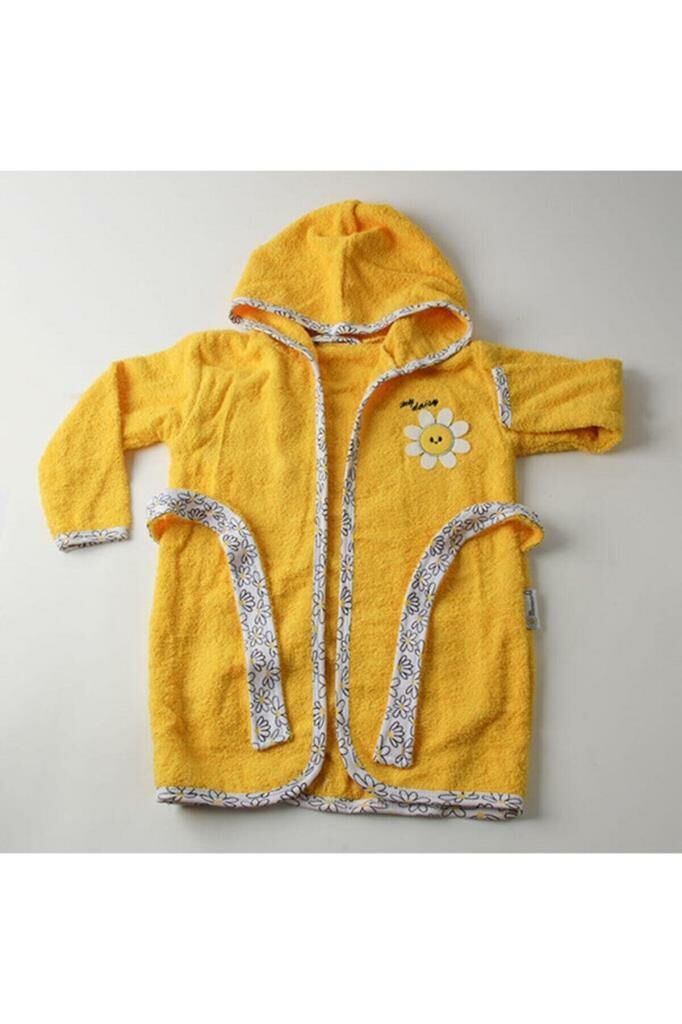 Miniworld Papatyalı Kız Bebek Bornoz Seti YENİDOĞAN - Sarı