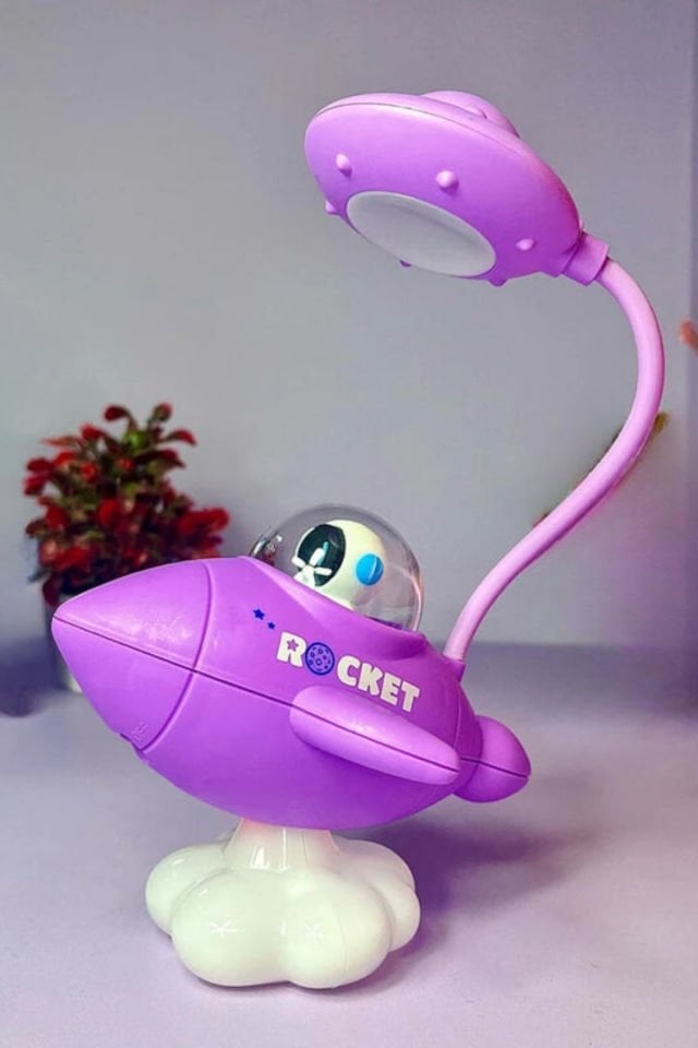 Uçaklı Astronot Gece Masa Lambası | Çocuk Masa Işığı