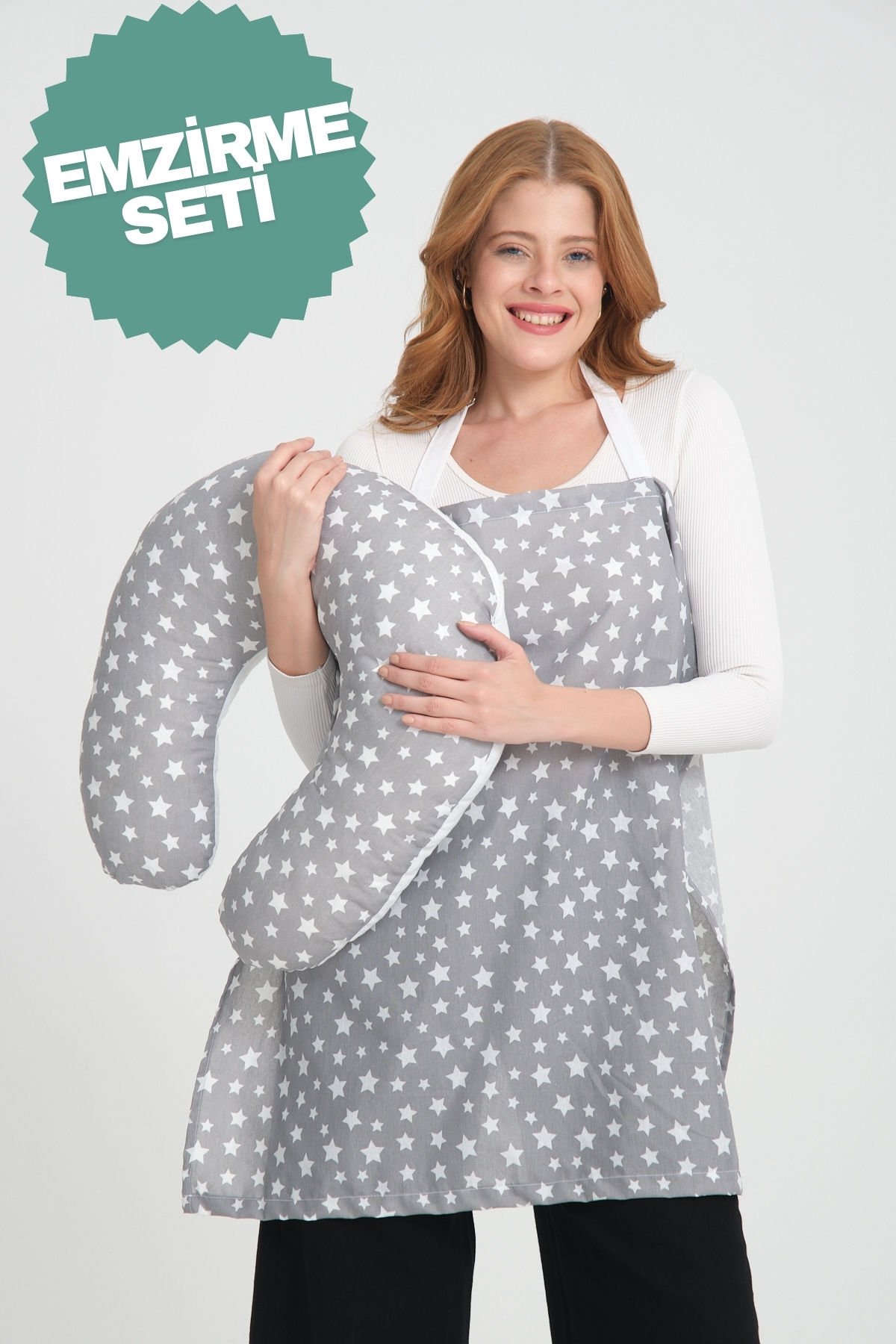 Bebek Emzirme Örtüsü Ve Yastık 2'li Avantajlı Set, Ayarlanabilir Emzirme Önlüğü, Emzirme Yastığı, Puset Örtüsü