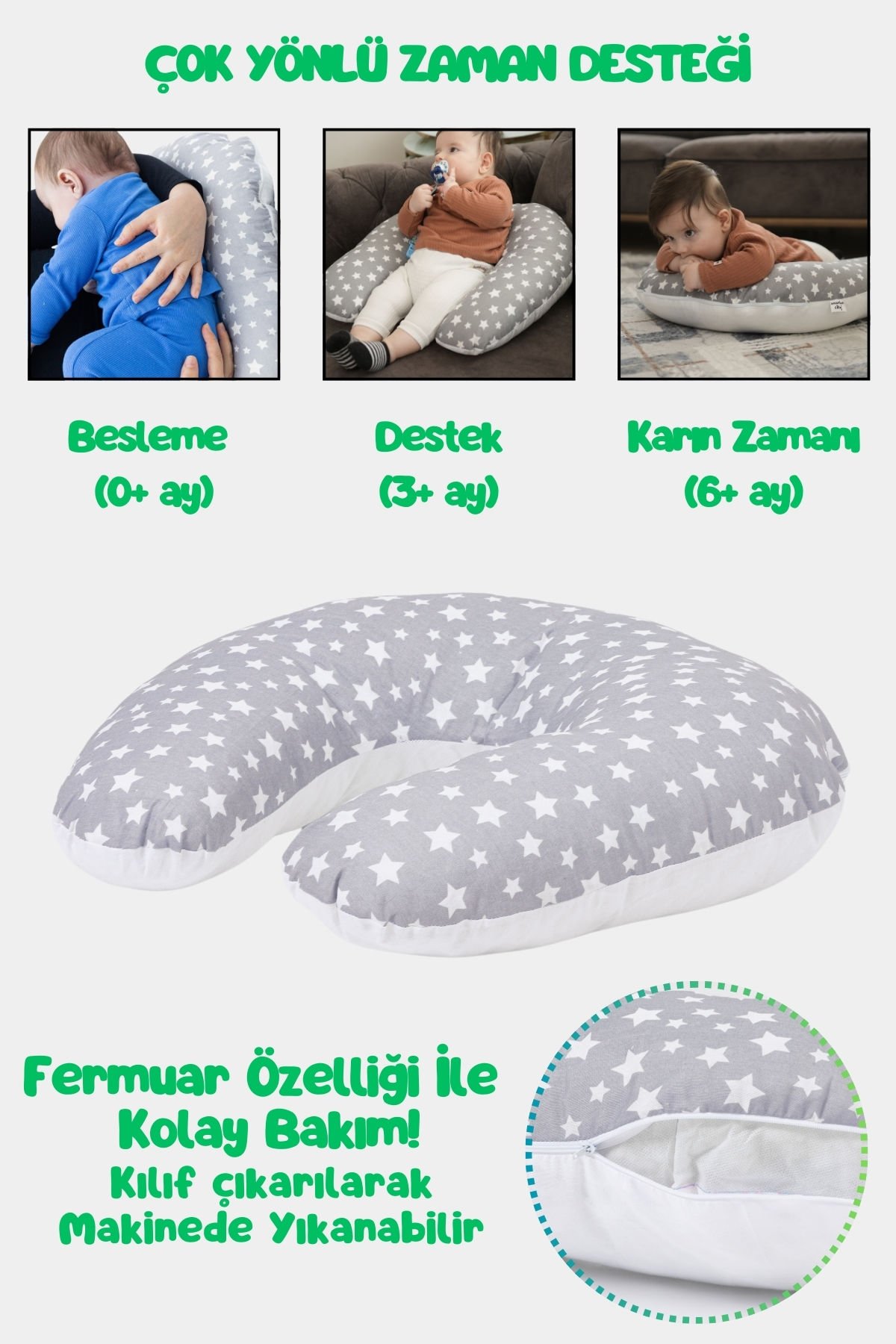 Bebek Emzirme Örtüsü Ve Yastık 2'li Avantajlı Set, Ayarlanabilir Emzirme Önlüğü, Emzirme Yastığı, Puset Örtüsü