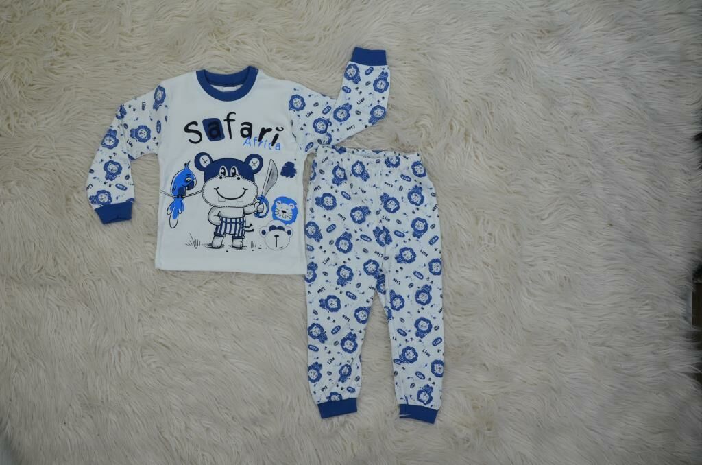 Markacity Safari Baskılı Pijama Takımı Lacivert - 4 YAŞ