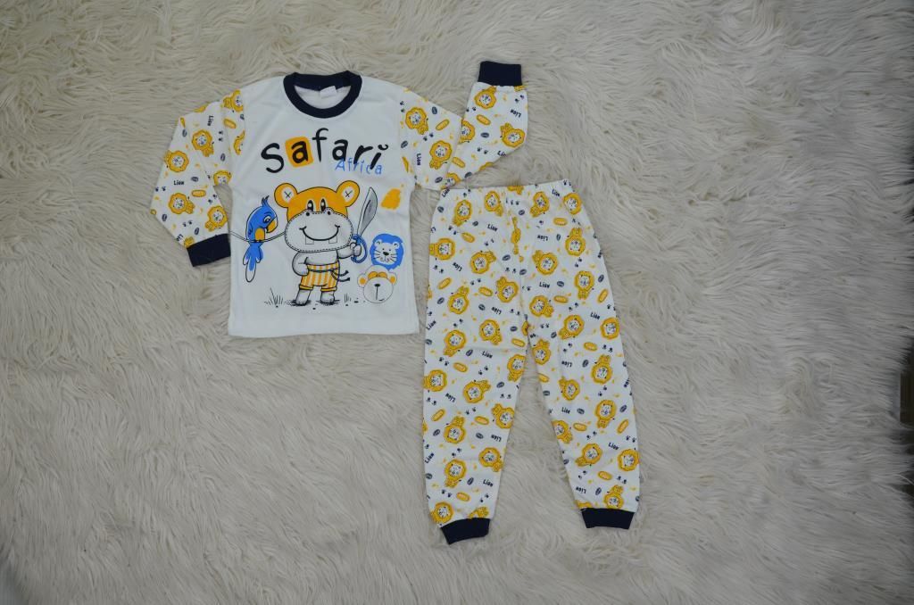 Markacity Safari Baskılı Pijama Takımı Lacivert - 5 YAŞ